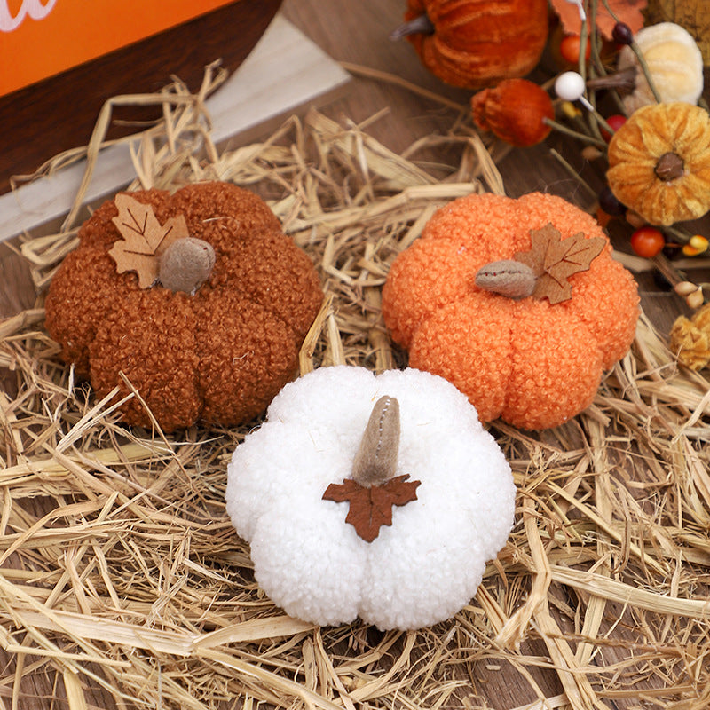 Halloween Plush Pumpkin Decoration Harvest Festival Thanksgiving Fabric Pumpkin Desk Window Scene Decoration