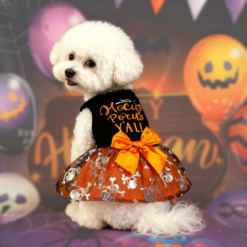 Pet Clothes Halloween Dog Cat Party Decoration Halloween Skull Black