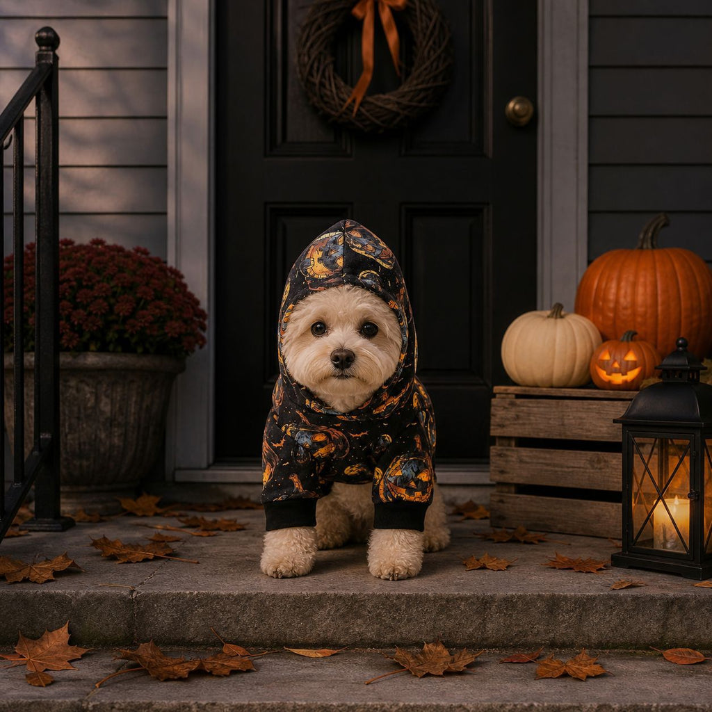Halloween Pumpkin Wizard Hoodie for Dogs and Cats, Pet Costume for Halloween Party