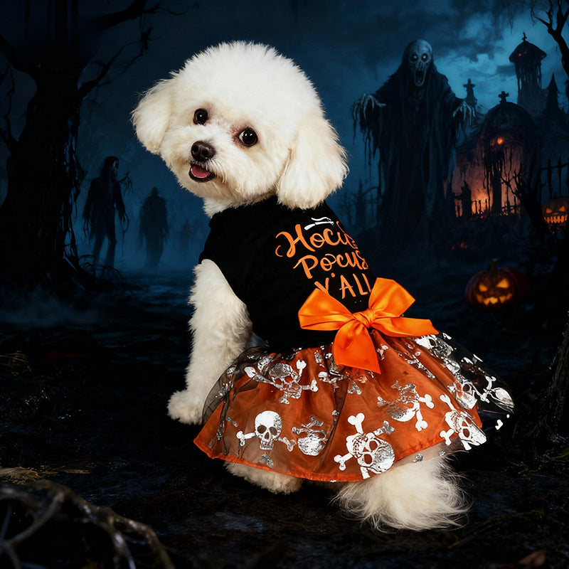 Pet Clothes Halloween Dog Cat Party Decoration Halloween Skull Black
